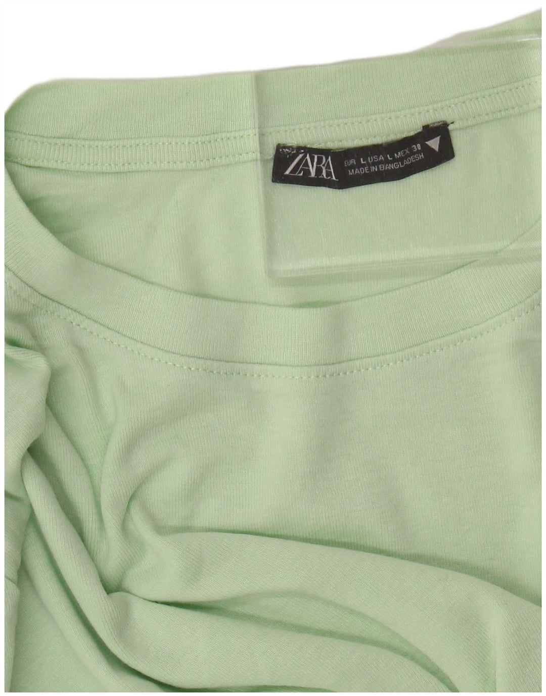 Zara Womens Crop T-Shirt Top UK 14 Large Green