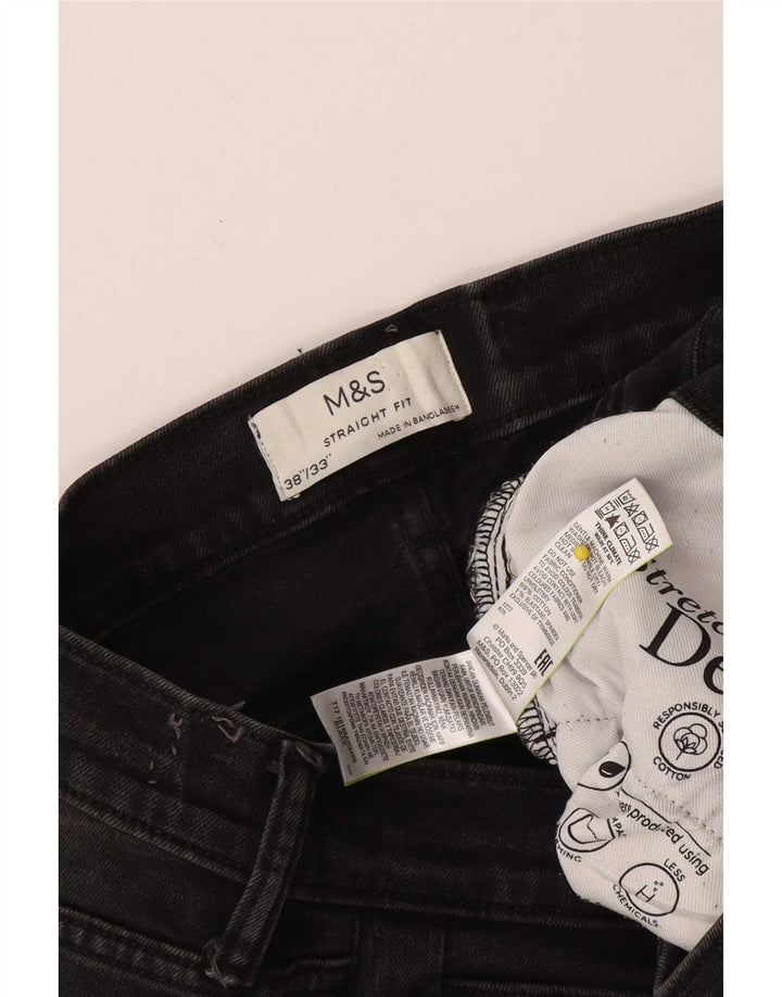 Marks & Spencer Straight Jeans til mænd W38 L33 Sort bomuld