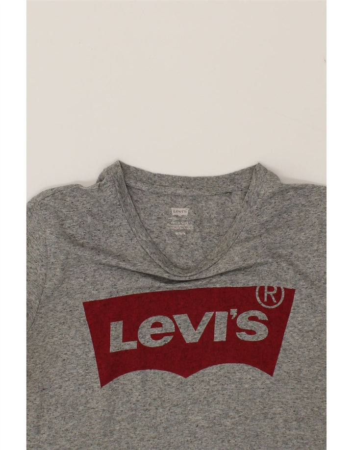 LEVI'S Womens Graphic T-Shirt Top UK 12 Medium Grey Flecked Cotton Vintage Levi's and Second-Hand Levi's from Messina Hembry 