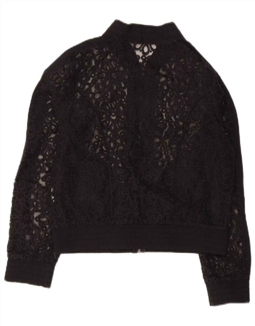 Fornarina Kvinder Blonde Bomber Jacket UK 12 Medium Black Floral
