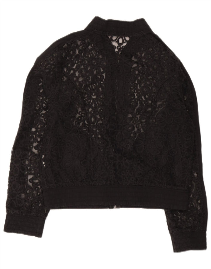 Fornarina Kvinder Blonde Bomber Jacket UK 12 Medium Black Floral