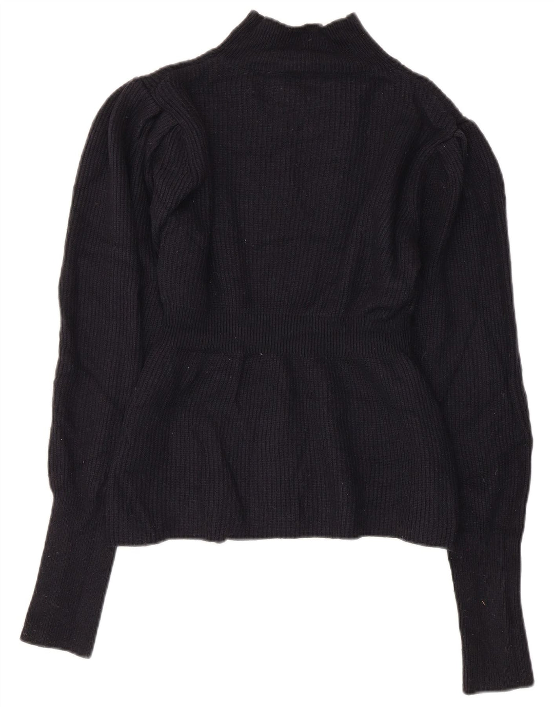 Topshop Dame Crop Turtle Neck Jumper Sweater UK 12 Medium Navy Blue Nylon