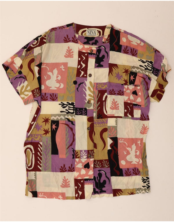 Nina Kortærmet skjortebluse til kvinder UK 18 XL Flerfarvet Patchwork