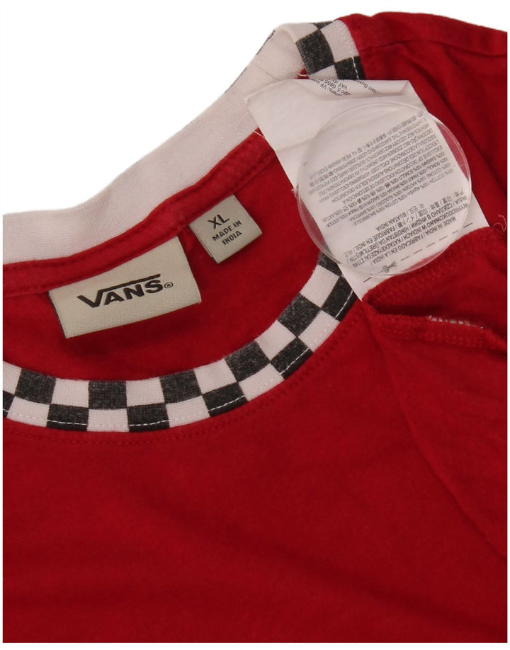 Vans Dame T-Shirt Top UK 18 XL Rød Bomuld