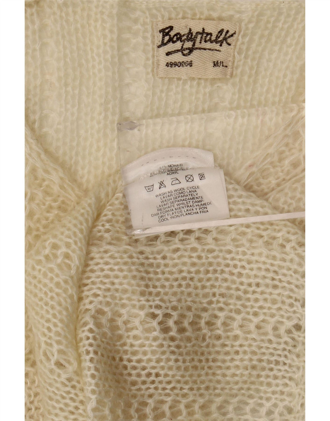 VINTAGE Womens Crop Boat Neck Jumper Sweater UK 12 Medium Beige