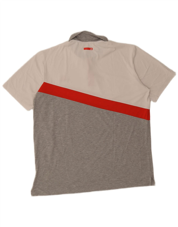 Adidas Herre Climalite Polo Shirt Large Grå Colourblock Polyester