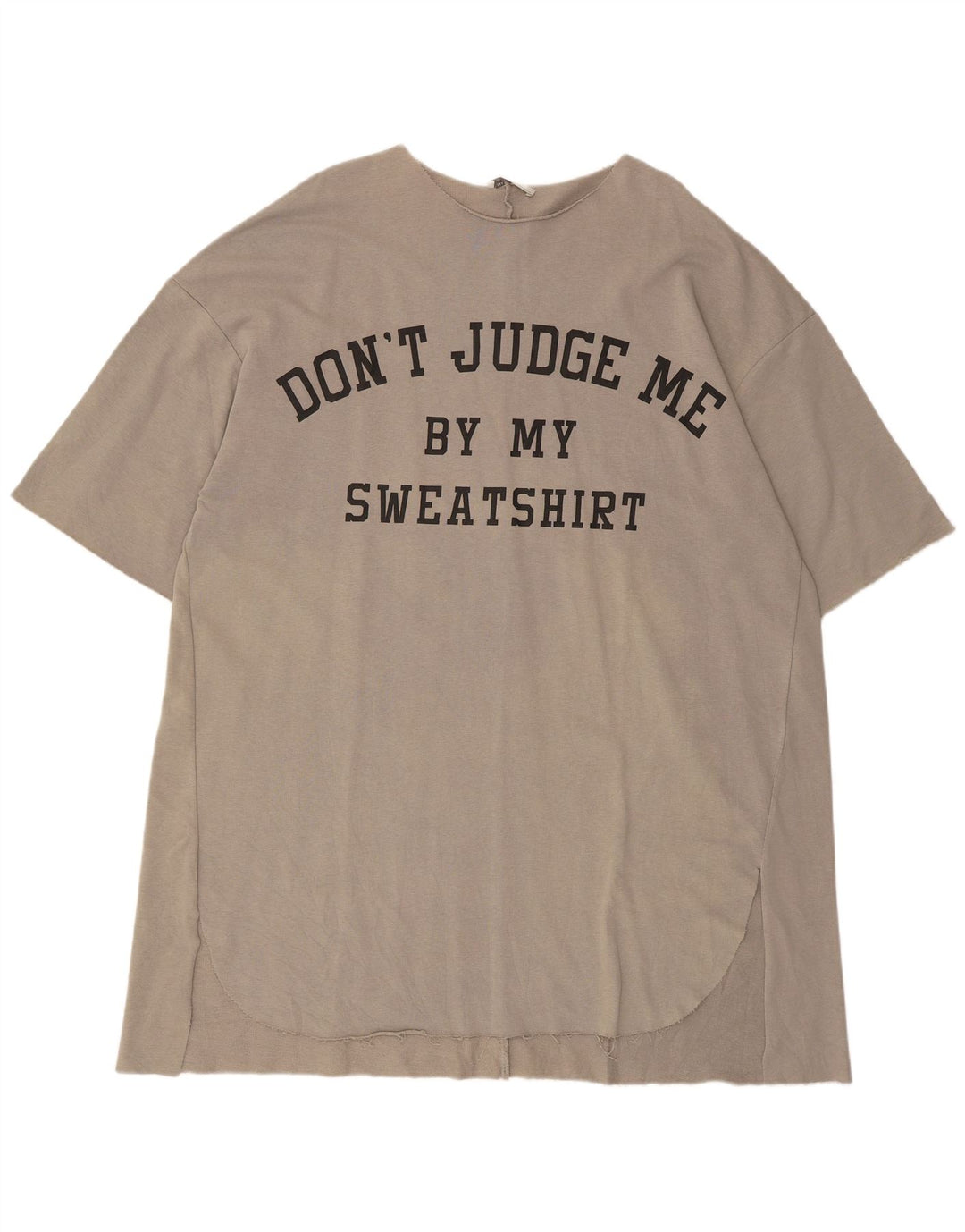 Zara Kvinder Oversized Grafisk T-Shirt Kjole UK 14 Medium Grå Bomuld