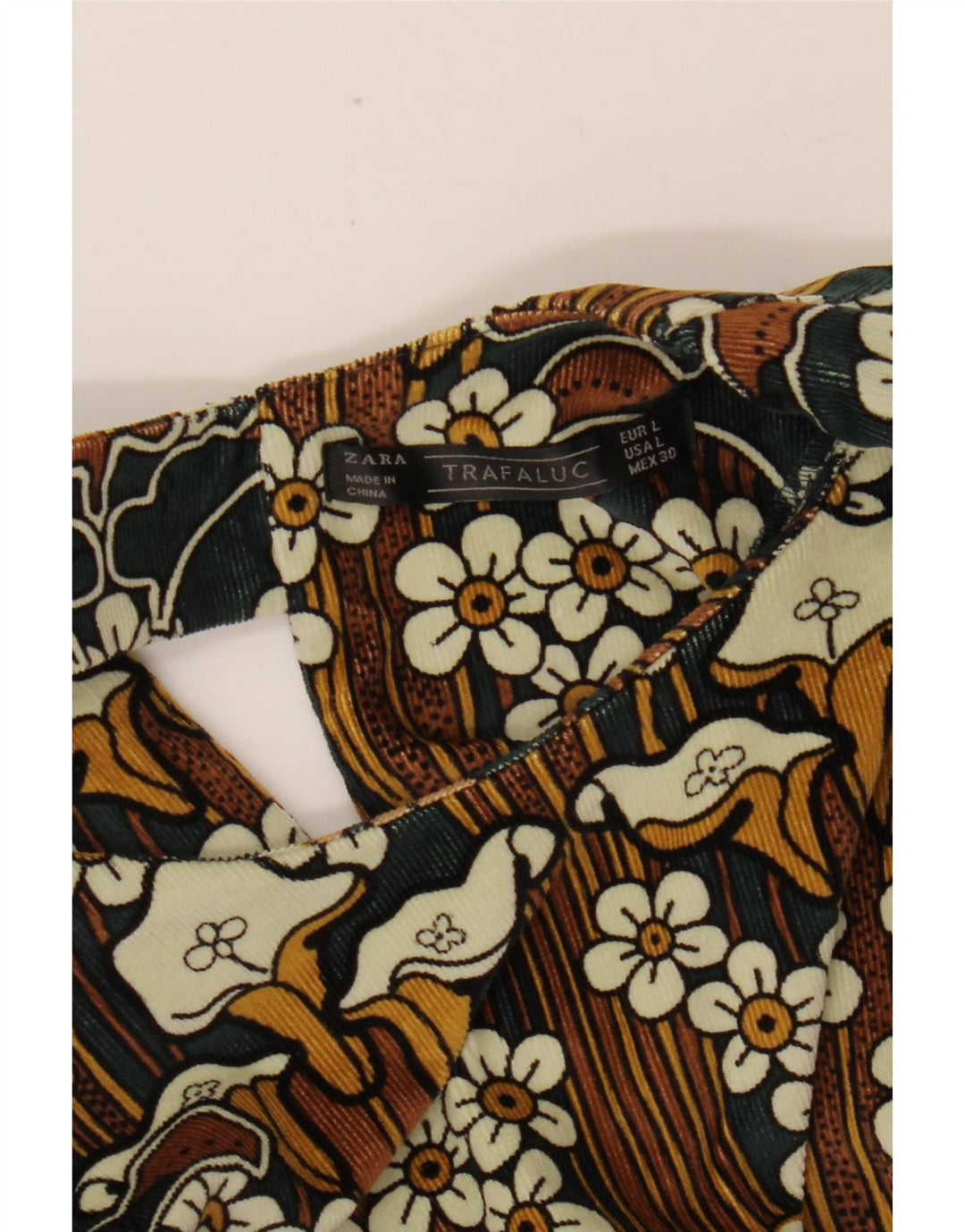ZARA Dame Trafaluc Langærmet Skede Kjole UK 14 Large Brown Floral