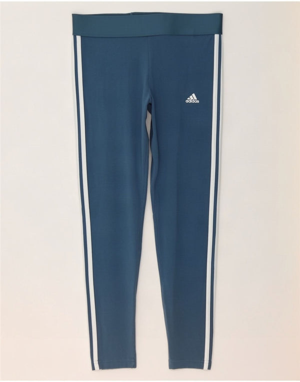 Adidas Womens Crop Leggings UK 16/18 Large Blue Cotton