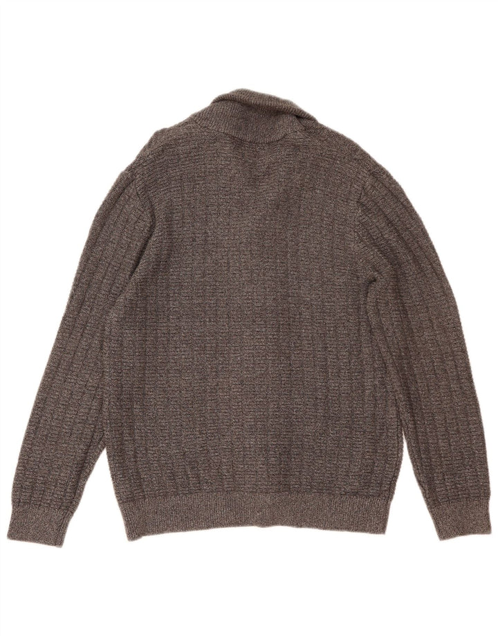 Marks & Spencer Herre Cardigan Sweater Stor Grå Bomuld