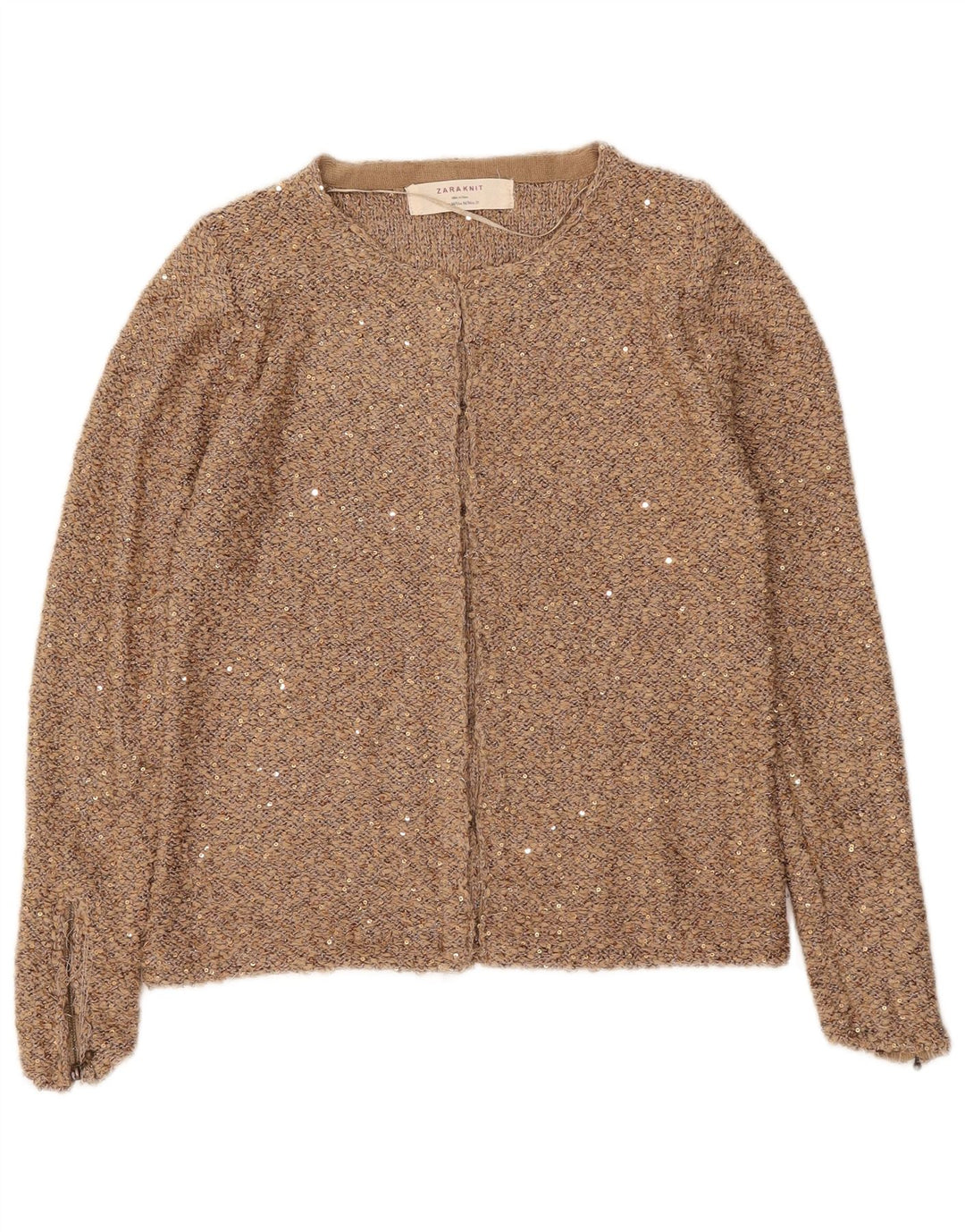 Zara Dame Cardigan Sweater UK 12 Medium Beige