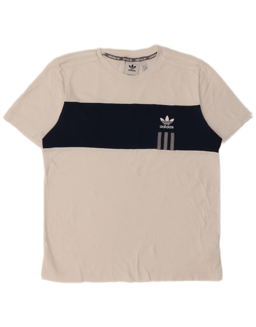Adidas Herre T-Shirt Top Lille hvid Colourblock Bomuld