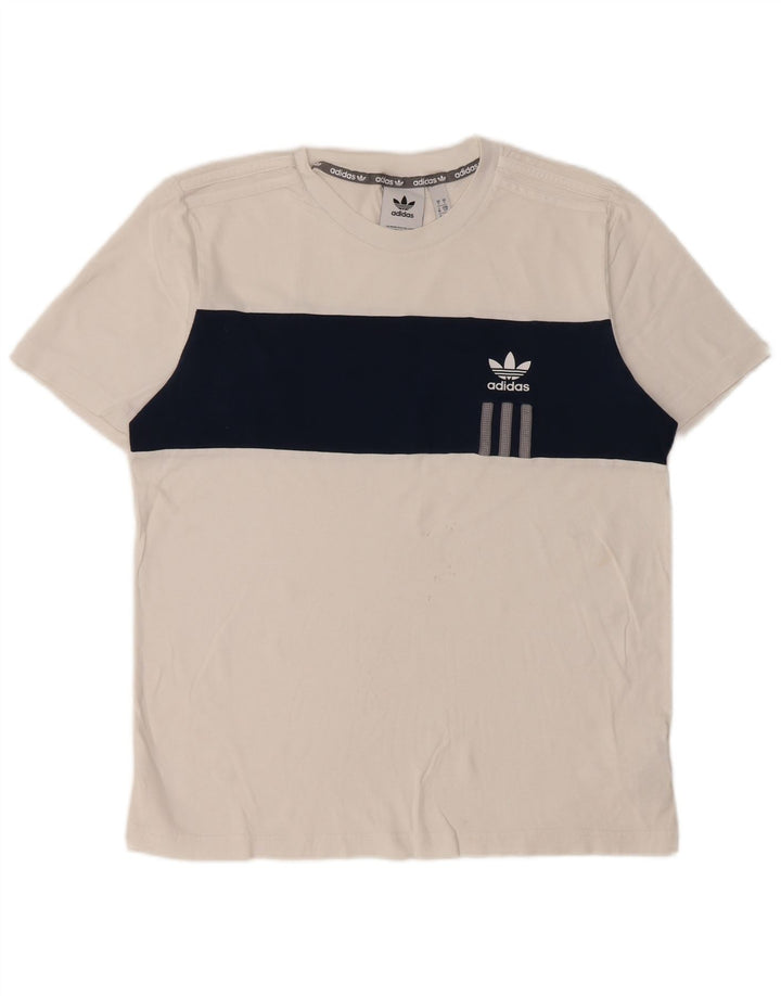 Adidas Herre T-Shirt Top Lille hvid Colourblock Bomuld