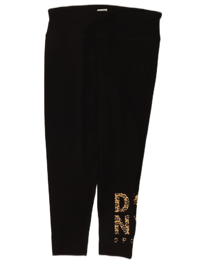 Dkny Womens Grafiske Leggings UK 14 Large Black Bomuld