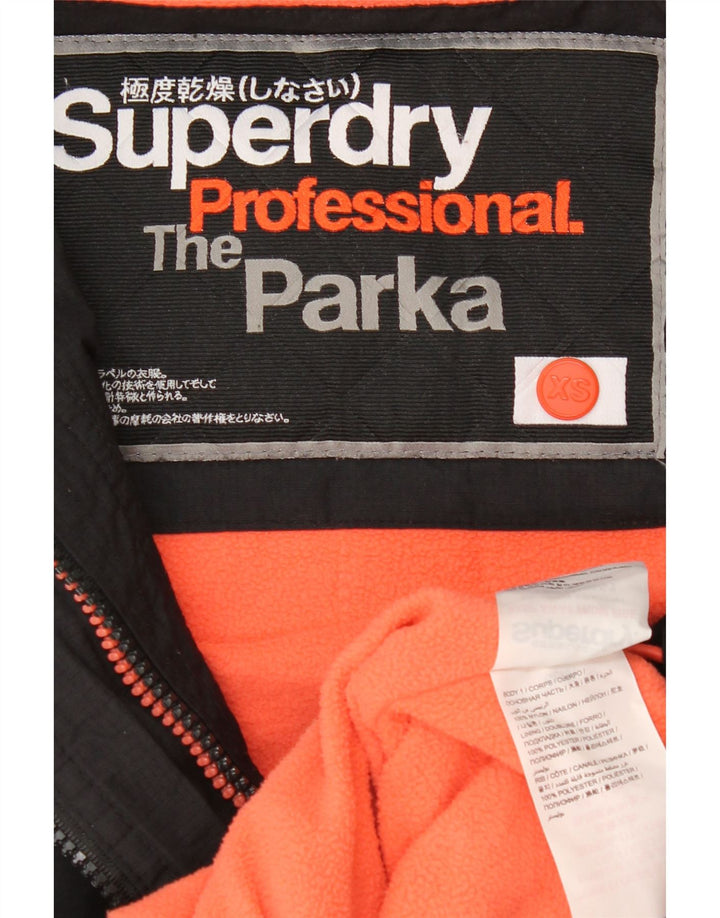 Superdry Parkajakke med hætte til kvinder UK 6 XS sort polyester