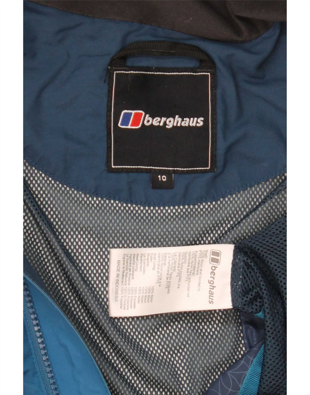 Berghaus Dame Hætte Oversized regnjakke UK 10 Small Blue Colourblock