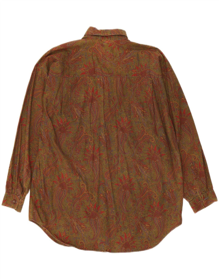 Calbros Dame Oversized Pullover Shirt IT 44 Medium Khaki Paisley Bomuld