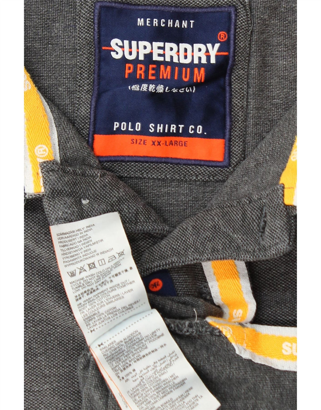 SUPERDRY Polo Shirt til mænd 2XL Grå Bomuld