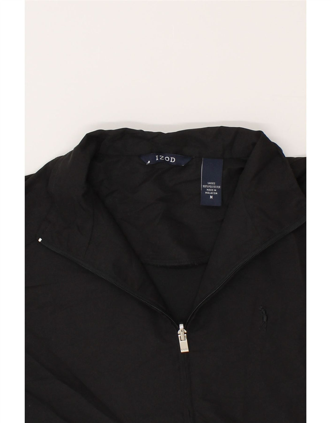 IZOD Mens Pullover Tracksuit Top Jacket Medium Black Polyester Vintage Izod and Second-Hand Izod from Messina Hembry 