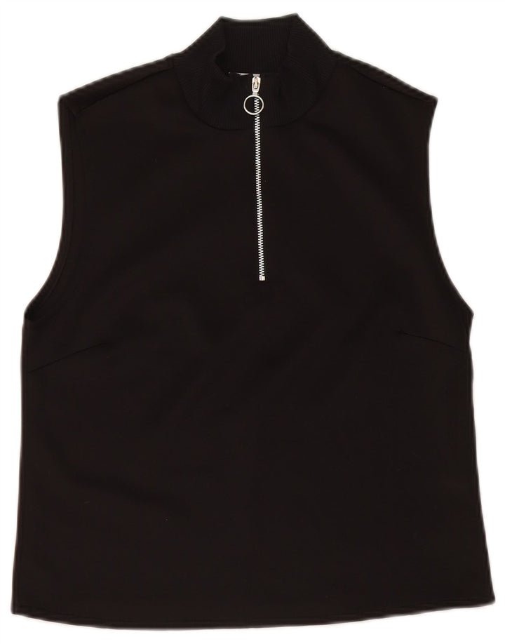 Zara Womens Crop Top UK 12 Medium Black Bomuld