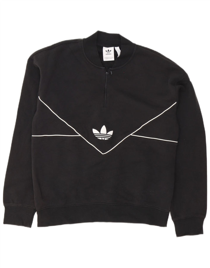 Adidas Sweatshirt med lynlås til mænd mellem sort bomuld