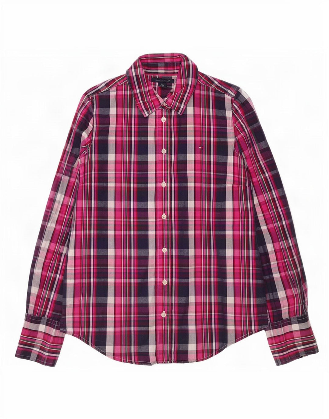 Tommy Hilfiger Dameskjorte UK 10 Small Pink Ternet Bomuld
