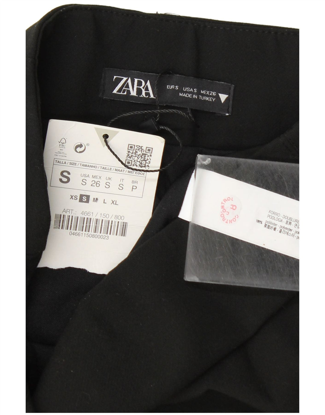 Zara Dame Mini Nederdel Small W26 Sort Polyester