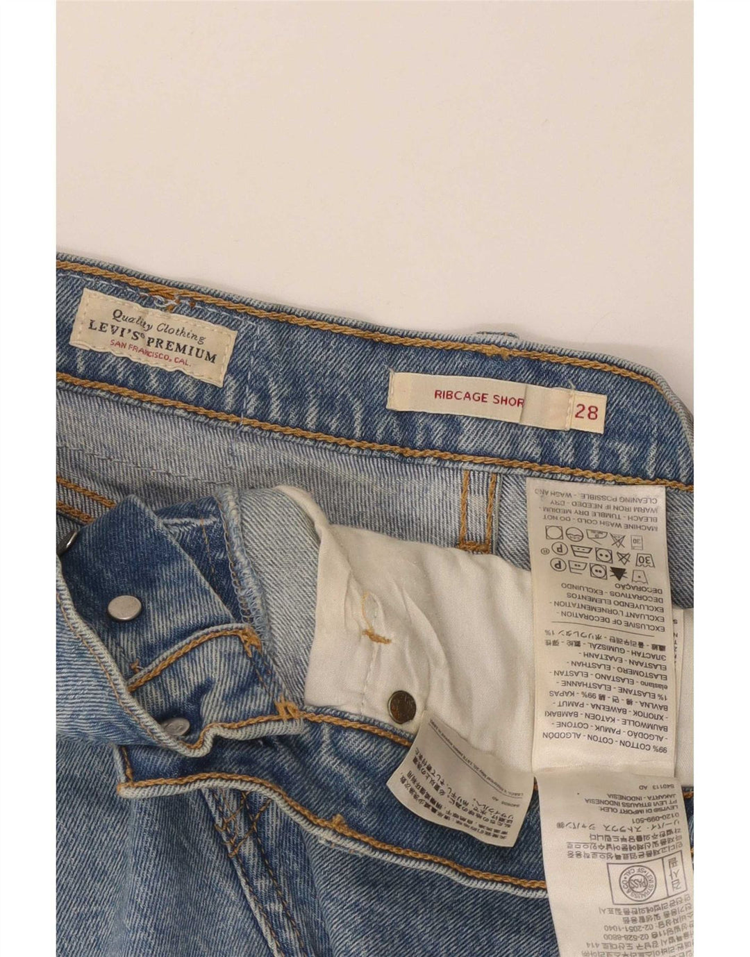 Levi's Dame Ribcage Denim Shorts Medium W28 Blå Bomuld