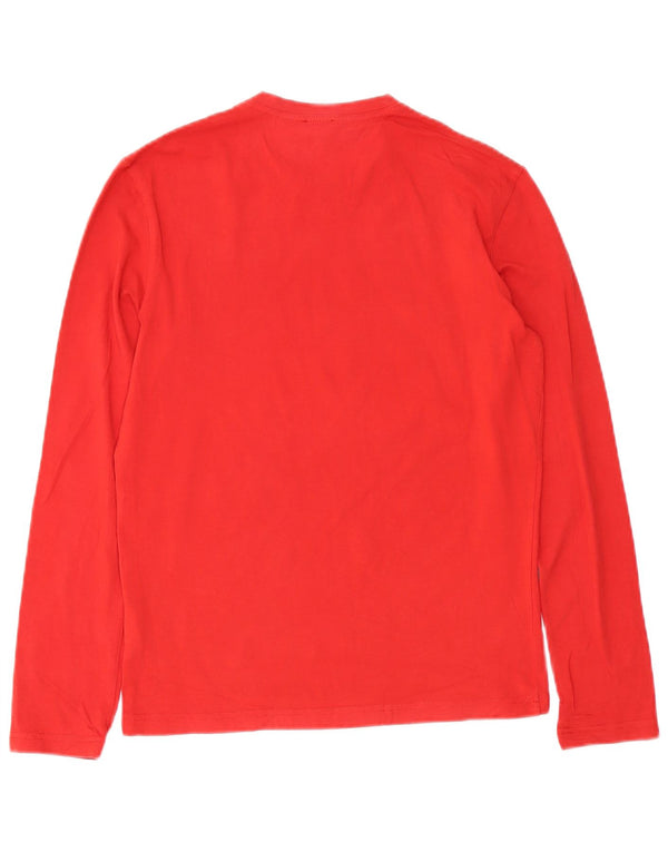 CALVIN KLEIN JEANS Dame Top Langærmet UK 14 Medium Rød Bomuld