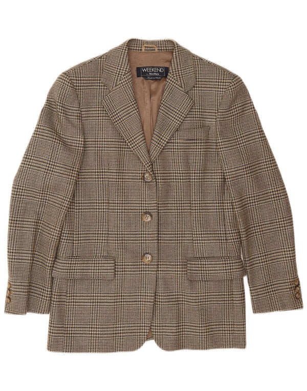 Max Mara Dame Weekend Blazer Jacket UK 10 Small Brown Houndstooth