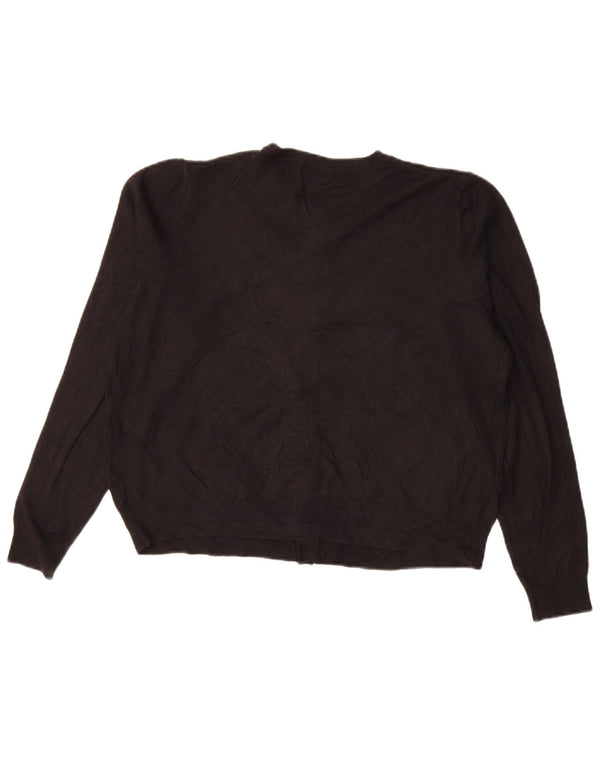 Marks & Spencer Womens Crop Cardigan Sweater UK 16 Large Black Viscose