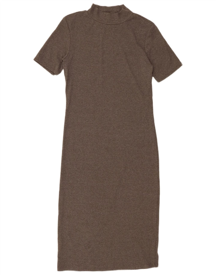 Zara Dame Kortærmet Bodycon Kjole UK 14 Stor Grå Polyester