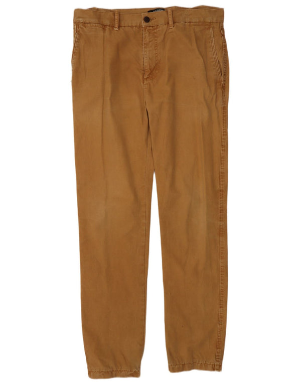 Pull & Bear Mens Slim Chino Trousers EU 44 Large W34 L32 Beige Cotton