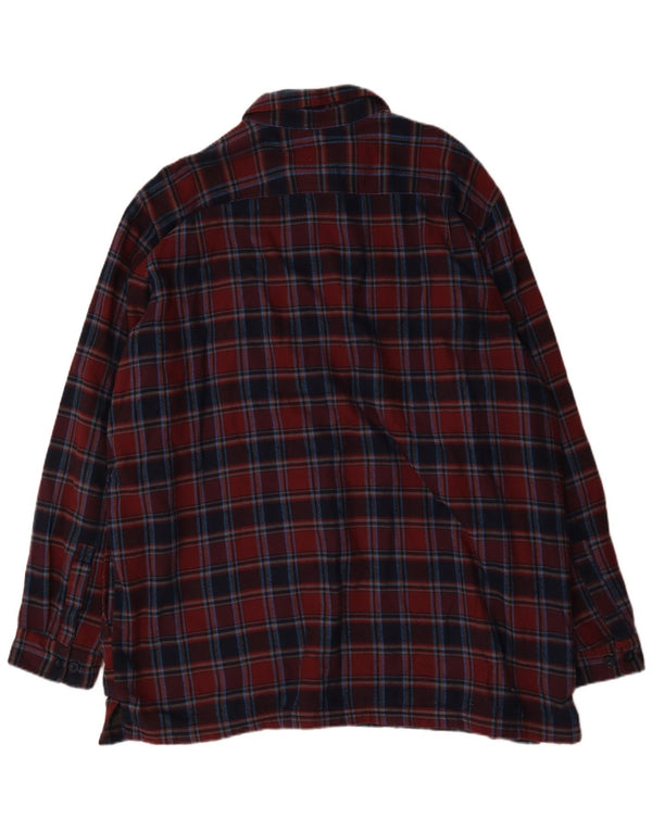 L.L.Bean Herre høj sherpa flannel skjorte 2XL Bourgogne ternet bomuld