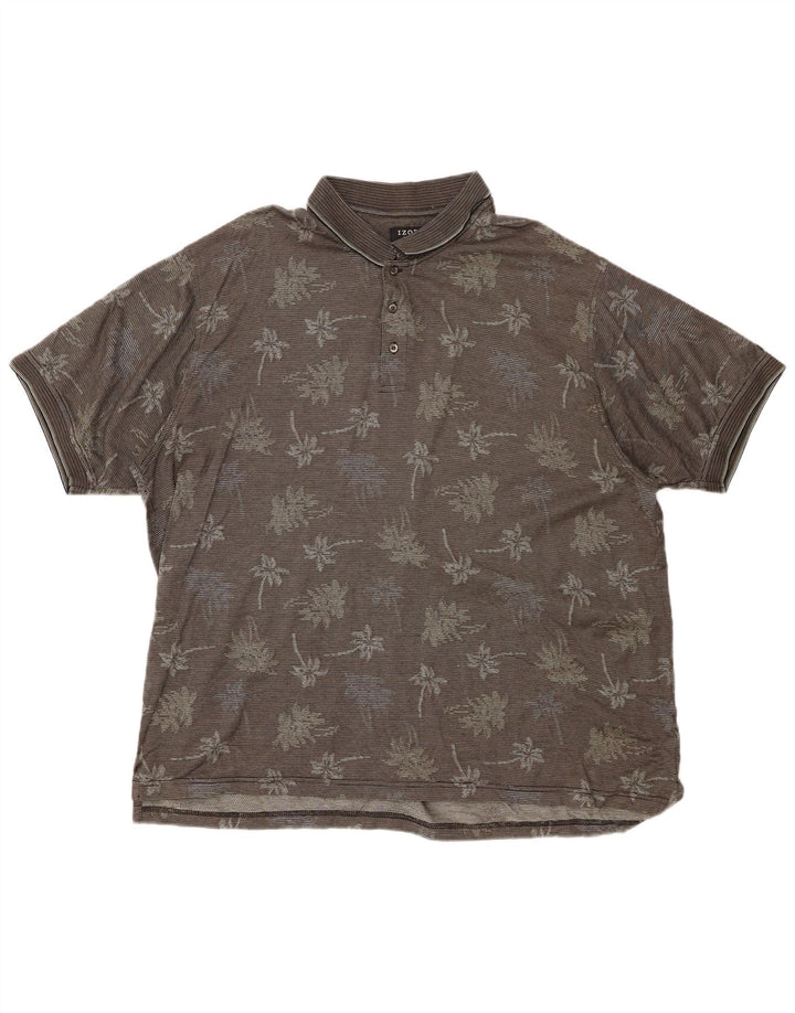 IZOD Golf Polo Shirt til mænd XL Grå Blomsterbomuld