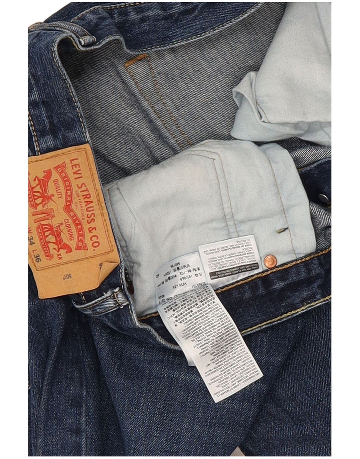 Levi's Herre 501 lige jeans W34 L36 blå bomuld