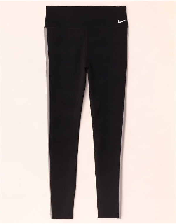 Nike Dame Dri Fit Grafiske Leggings UK 14 Medium Sort Colourblock