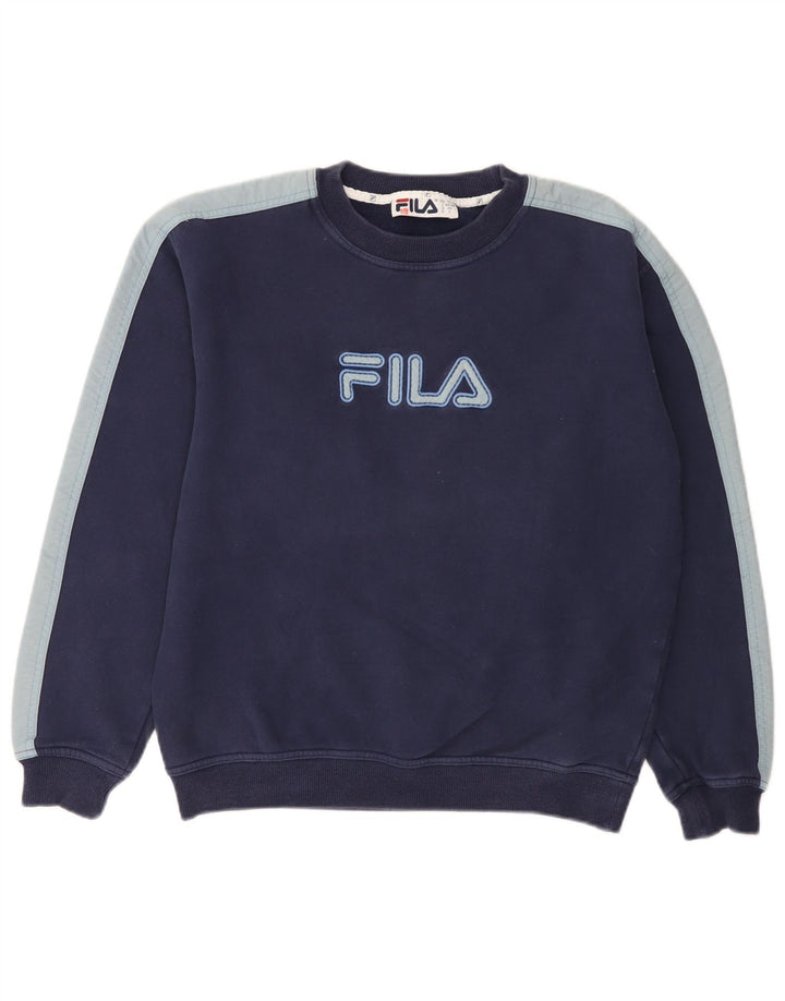 Fila Herre grafisk sweatshirt Jumper IT 46/48 Lille marineblå farveblok