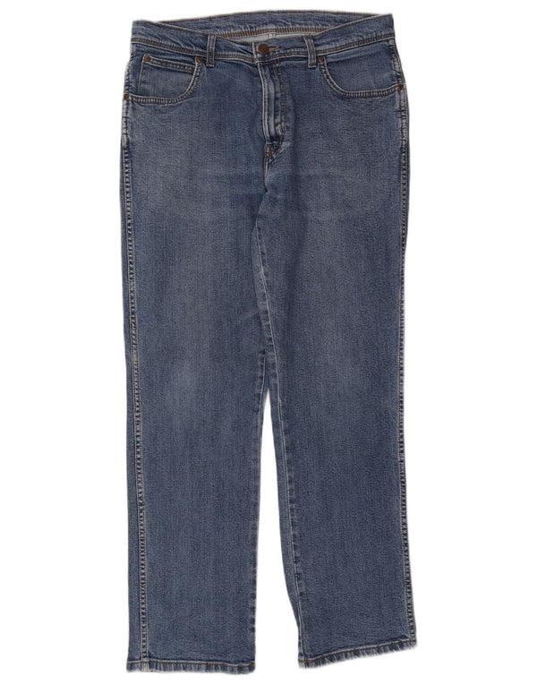 Wrangler Herre Regular Fit Straight Jeans W34 L32 Blå Bomuld