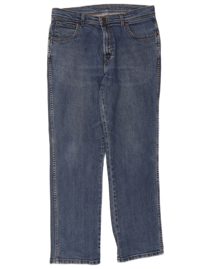 Wrangler Herre Regular Fit Straight Jeans W34 L32 Blå Bomuld