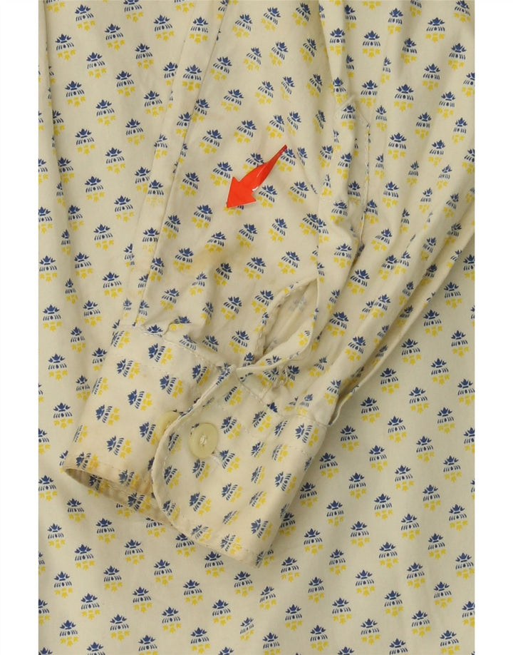 UNIFORM kvinders løs pasform abstrakt mønster skjorte UK 14 Medium gul bomuld