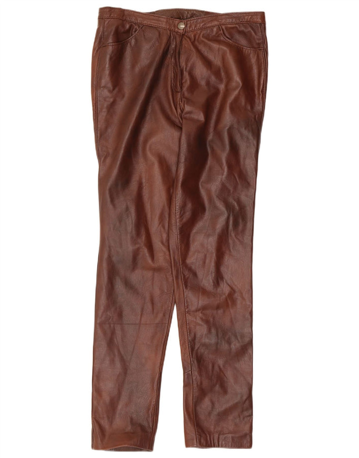 Vintage slanke læderbukser til kvinder W32 L31 Brun