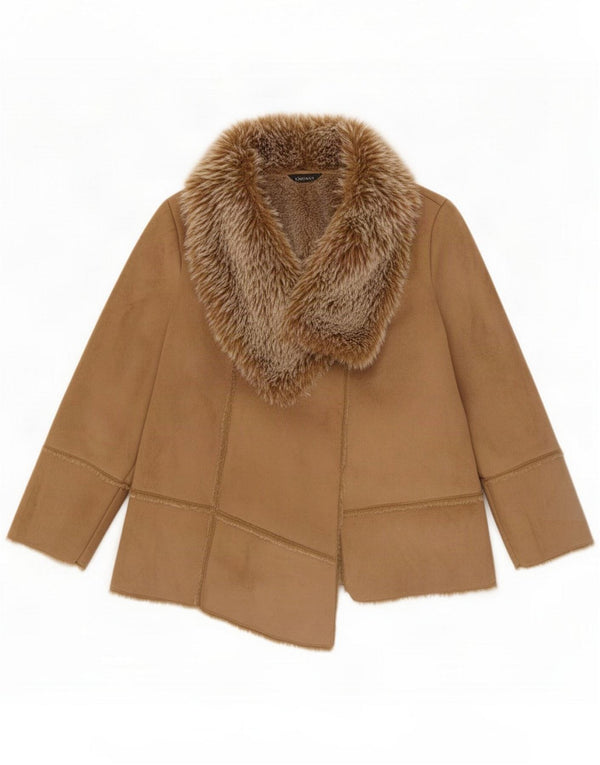 Essence Womens Open Sherpa Jacket UK 22 3XL Brun Polyester
