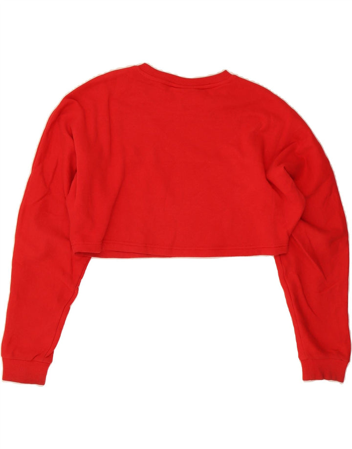 FILA Womens Crop Graphic Sweatshirt Jumper UK 14 Medium Red Cotton Vintage Fila and Second-Hand Fila from Messina Hembry 