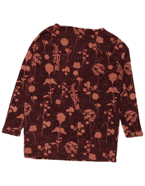 Marks & Spencer Dame Top Langærmet UK 12 Medium Burgundy Floral