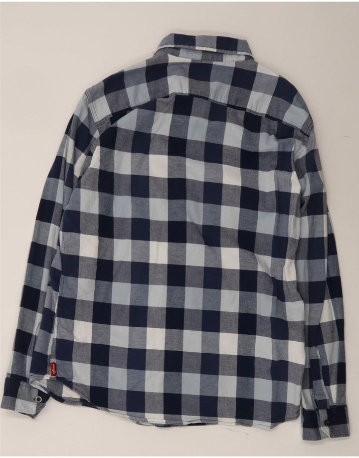 WRANGLER Mens Flannel Shirt Large Navy Blue Check Cotton Vintage Wrangler and Second-Hand Wrangler from Messina Hembry 
