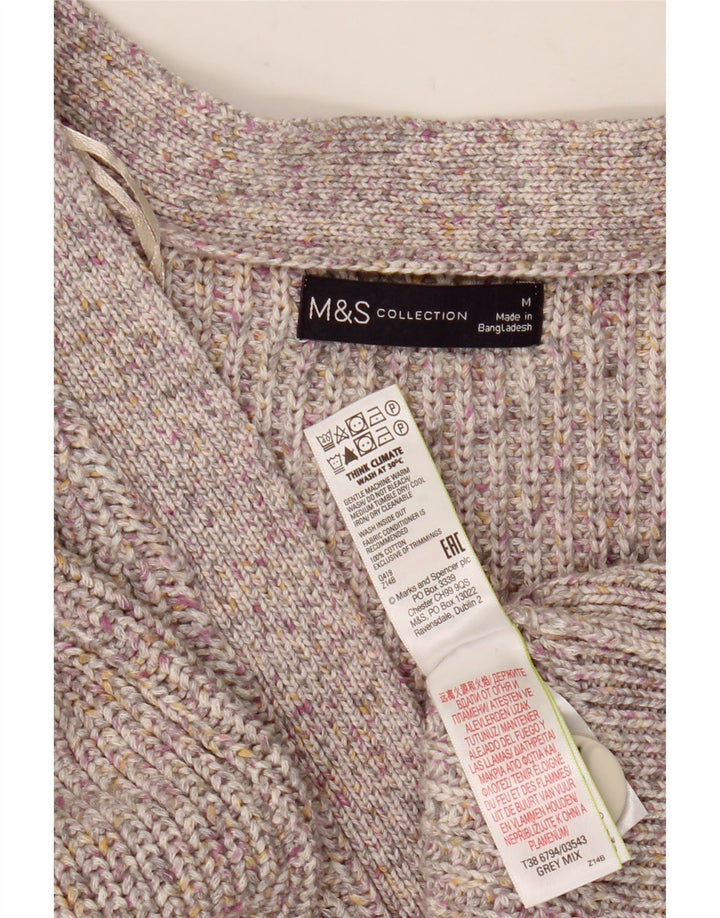 MARKS & SPENCER Dame cardigan sweater UK 14 Medium Grey Flecked Bomuld