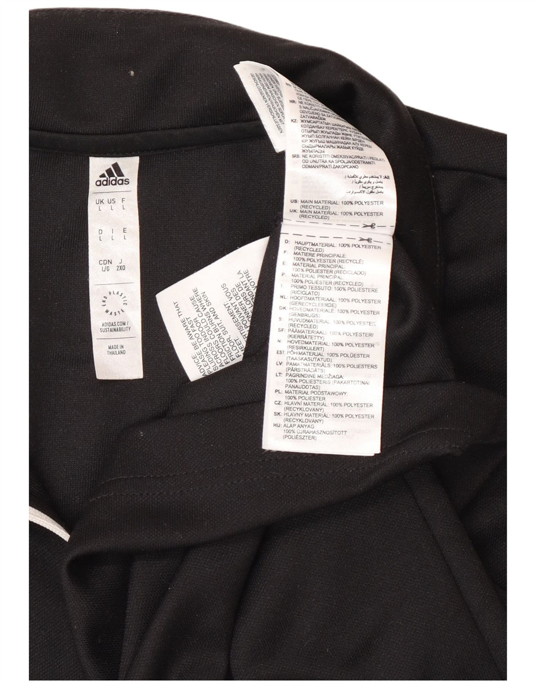 Adidas Herre Zip Neck Top Langærmet Stor Sort Polyester Sports