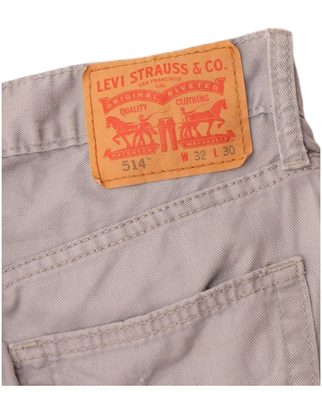 Levi's Herre 514 lige jeans W32 L30 Grå bomuld
