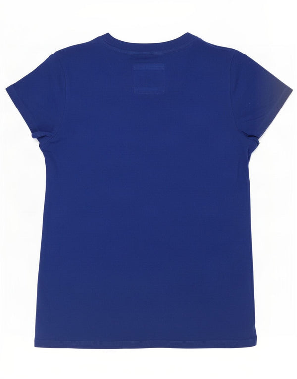 Abercrombie & Fitch Dame Grafisk T-Shirt Top UK 14 Stor Blå Bomuld
